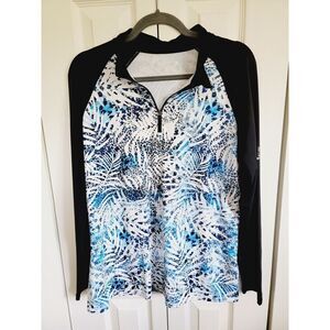 Reel Legend L Tec Performance Shirt Size‎ Large Blue White Black L/S Fishing